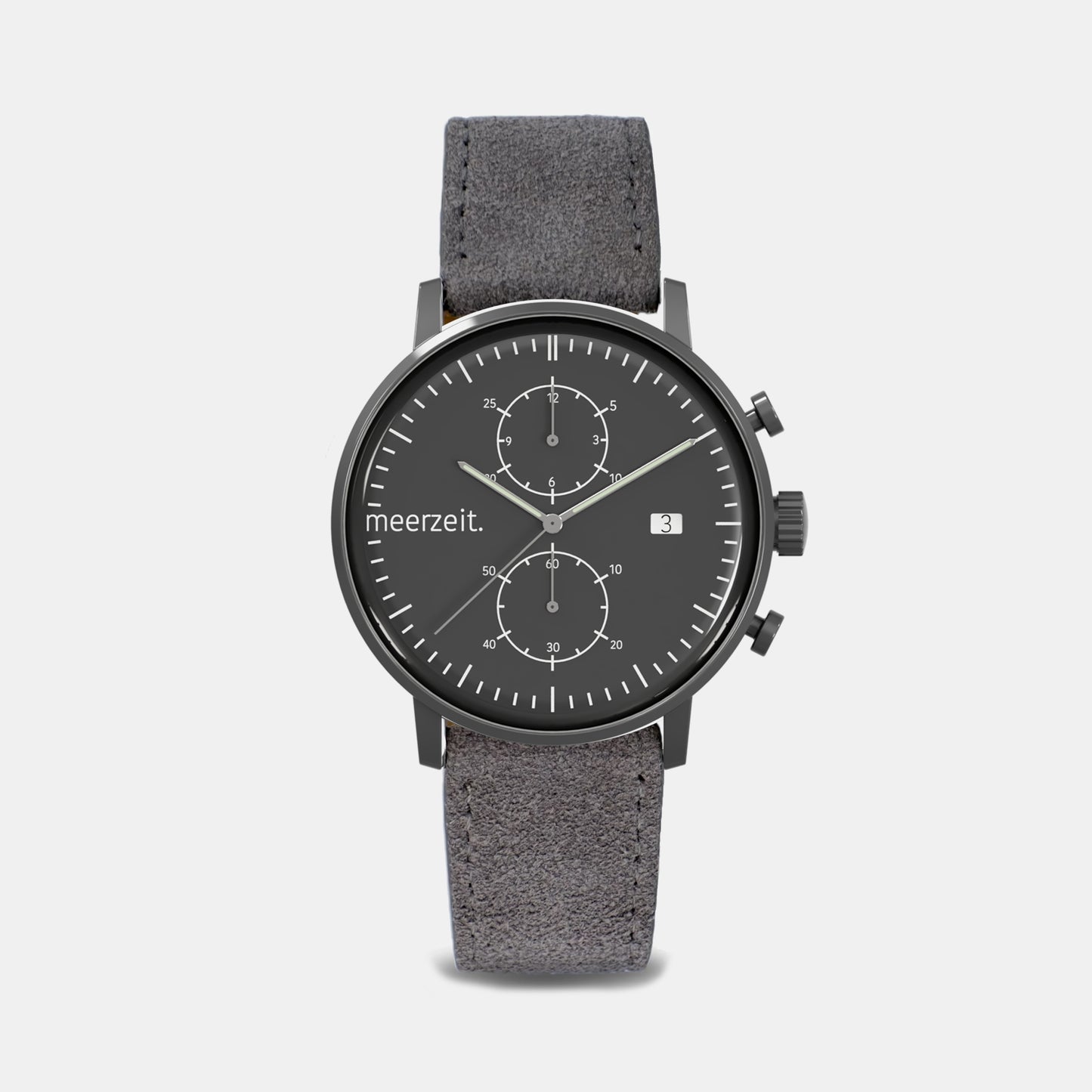 kompass - WNW° - wildleder grau - meer.zeit Uhr, meerzeitStore, meerzeit. GmbH