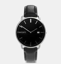 Lade ein Bild in den Galerie-Viewer, gezeiten - lechtsand. - leder schwarz - meer.zeit  Uhr, meerzeitStore, meerzeit. GmbH