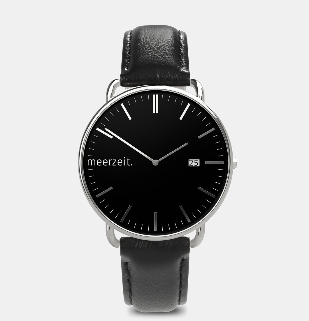 gezeiten - lechtsand. - leder schwarz - meer.zeit  Uhr, meerzeitStore, meerzeit. GmbH