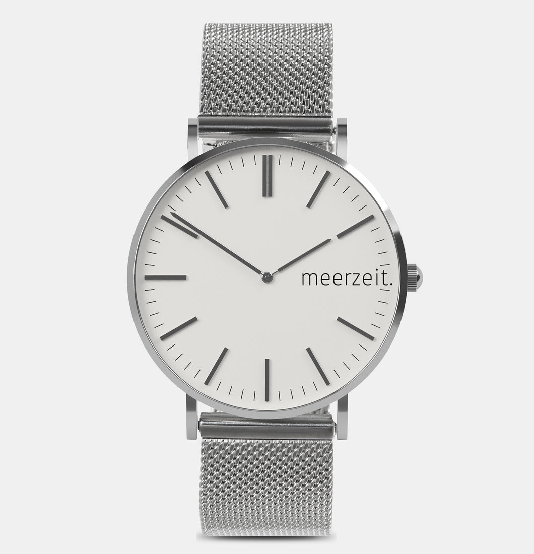 heimathafen - eversand. - mesh silber - meer.zeit  Uhr, meerzeitStore, meerzeit. GmbH
