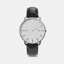 Lade ein Bild in den Galerie-Viewer, gezeiten - grausand. - leder schwarz - meer.zeit  Uhr, meerzeitStore, meerzeit. GmbH