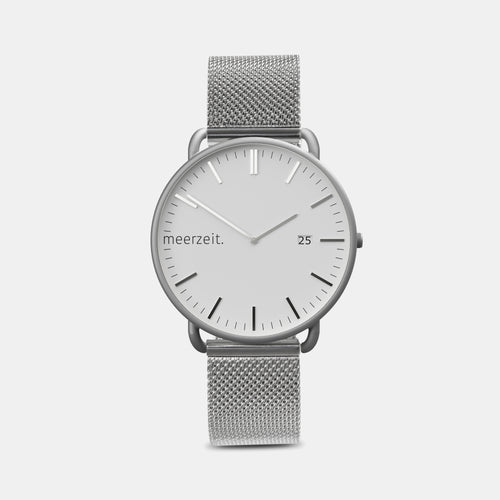 gezeiten - grausand. - mesh silber - meer.zeit  Uhr, meerzeitStore, meerzeit. GmbH