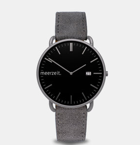 gezeiten - graugat. - wildleder grau - meer.zeit  Uhr, meerzeitStore, meerzeit. GmbH