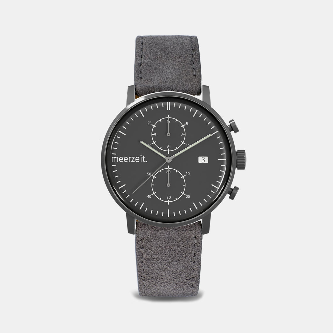 kompass - WNW° - wildleder grau - meer.zeit  Uhr, meerzeitStore, meerzeit. GmbH