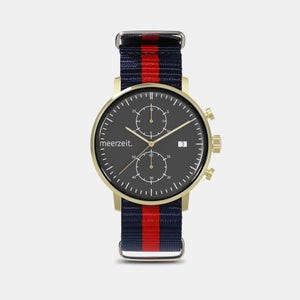 kompass - ONO° - nylon blau-rot - meer.zeit  Uhr, meerzeitStore, meerzeit. GmbH