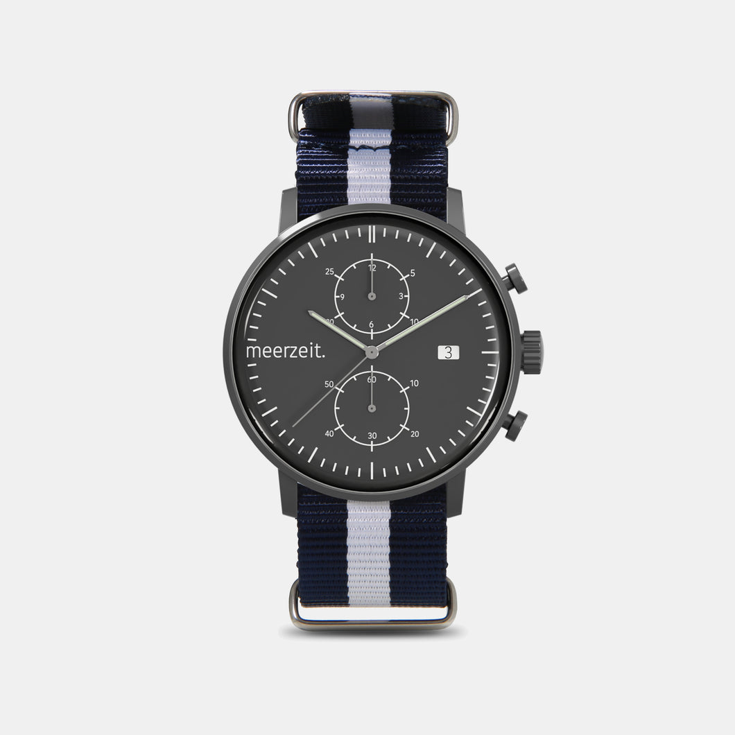 kompass - WNW° - nylon blau-weiß - meer.zeit  Uhr, meerzeitStore, meerzeit. GmbH