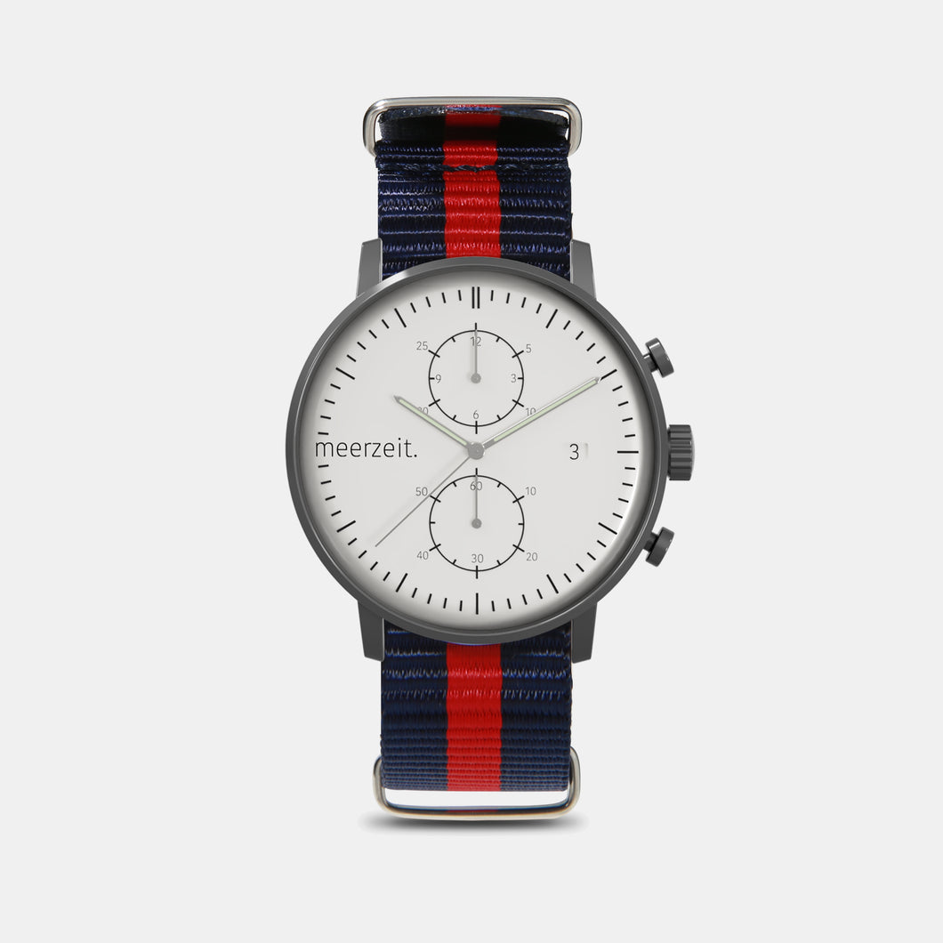 kompass - W° - nylon blau-rot - meer.zeit  Uhr, meerzeitStore, meerzeit. GmbH