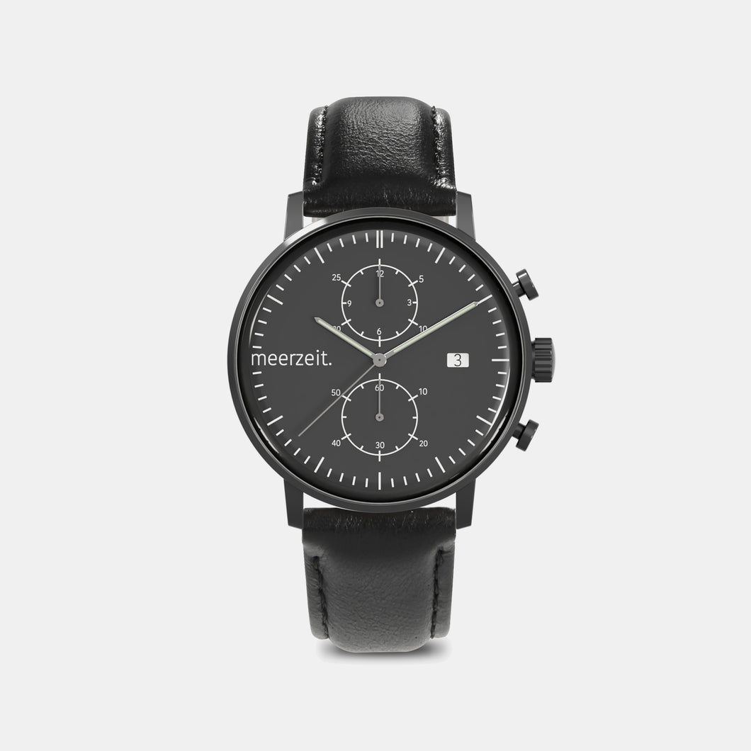 kompass - SW° - leder schwarz - meer.zeit  Uhr, meerzeitStore, meerzeit. GmbH