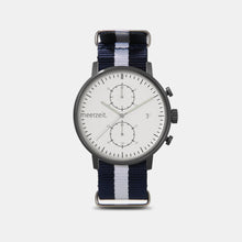 Lade ein Bild in den Galerie-Viewer, kompass - S° - nylon blau-weiß - meer.zeit  Uhr, meerzeitStore, meerzeit. GmbH
