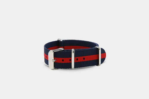 Nylonstrap blau-rot-silber - meer.zeit  , meerzeitStore, meerzeit. GmbH