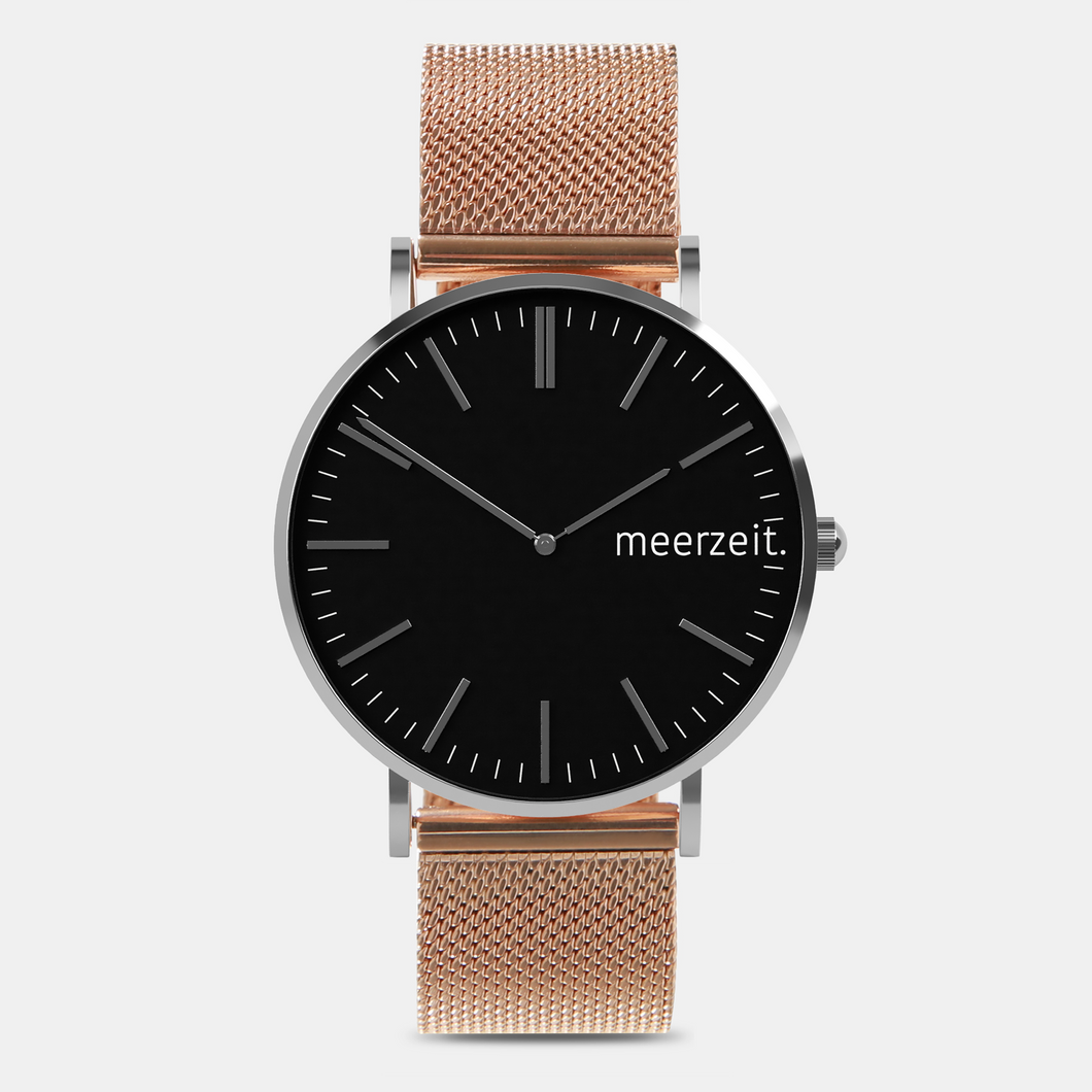 heimathafen - sülversand. - mesh rosé - meer.zeit  Uhr, meerzeitStore, meerzeit. GmbH